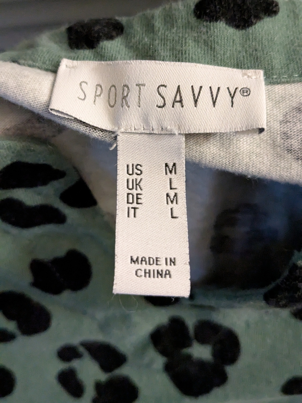 Sport Savvy Women's Green Leopard Print Tunic Top